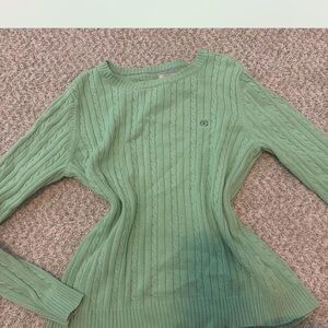 Izod Mint Green Cable-Knit Crewneck Sweater